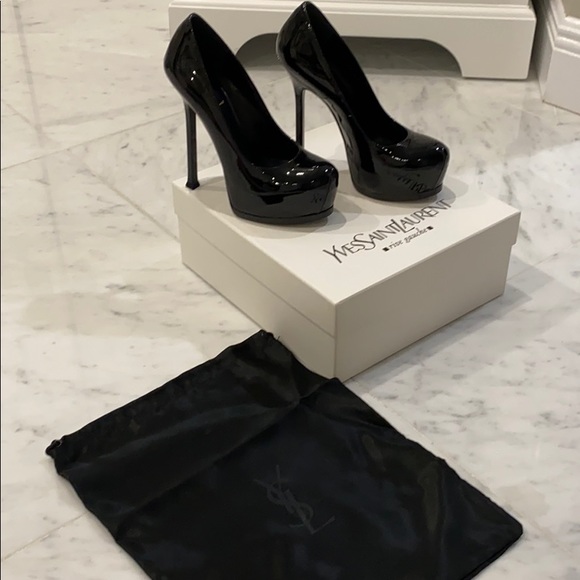 💯 authentic BNWT YSL saint laurent Black patent leather stilettos - Picture 1 of 7